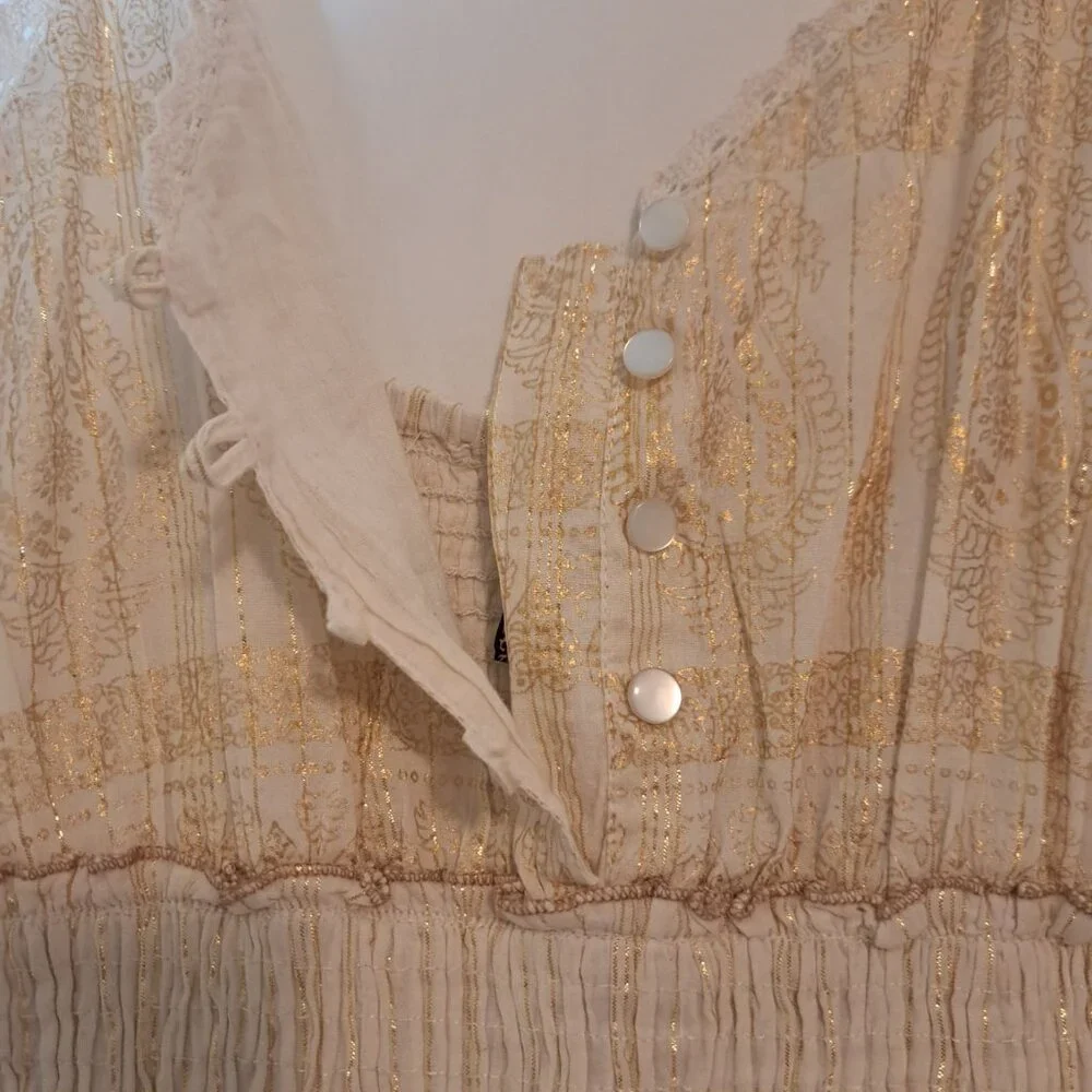Anthropologie Cream and Gold Maxi Dress - Picture 8 of 16